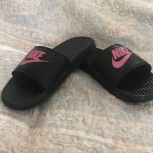 Pink Nike slides